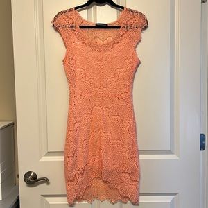 Pretty coral peachy lace dress